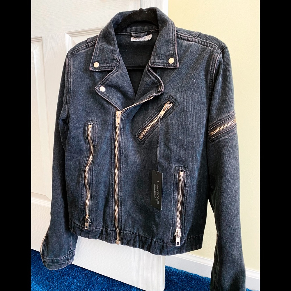 NWT Carmar Black Jean Moto Jacket